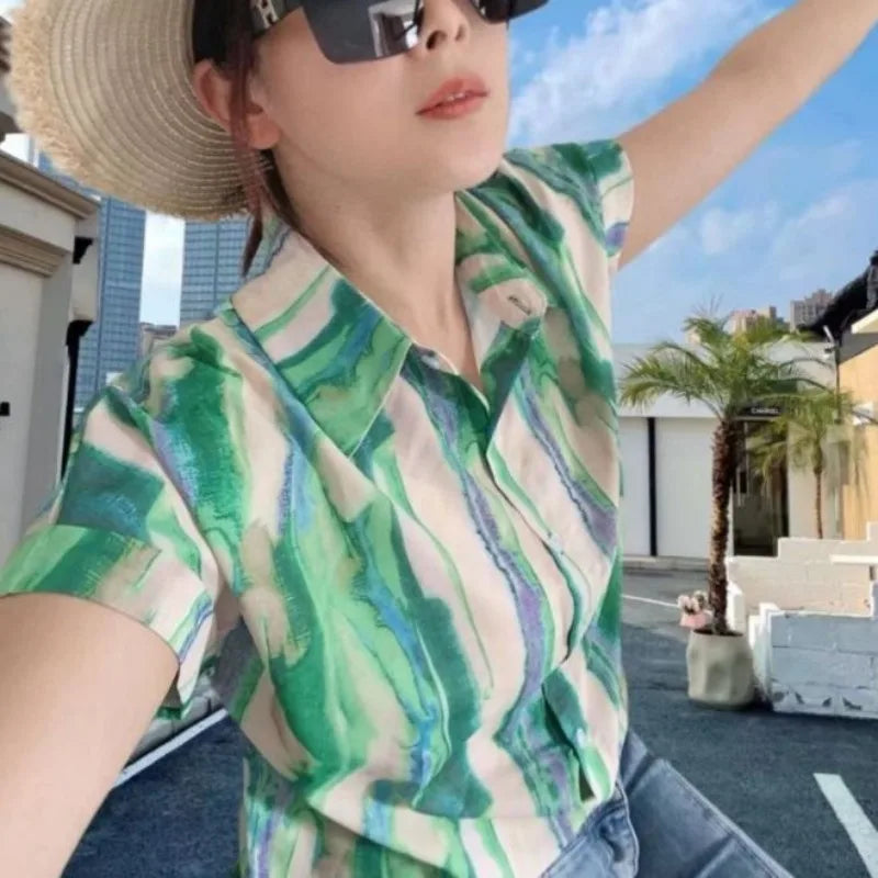 Zomerse Zeebries Blouse FlamingoFusion