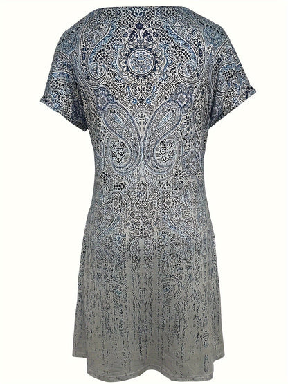 Benedetta | Mini -jurk in ademende stof met korte mouwen