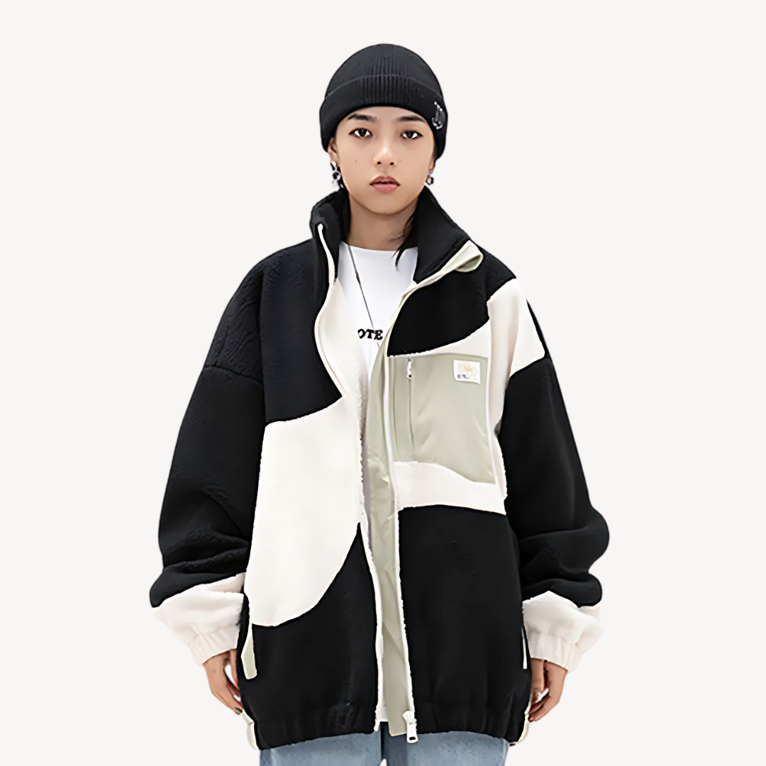 BerlinGlamour | Colorblock fleecejack voor heren met rits 4