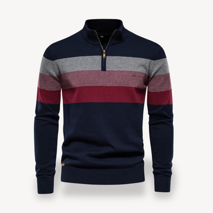 BerlinGlamour | Colorblock trui voor heren met kwartrits 3