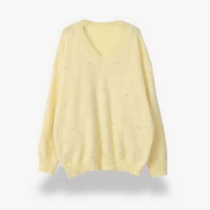 BerlinGlamour | Dames V-hals trui met pareldetail 7