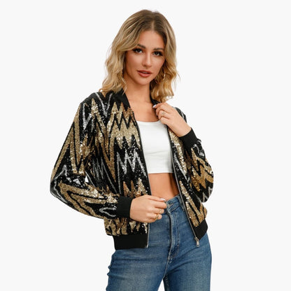 BerlinGlamour | Dames bomberjack met pailletten 2