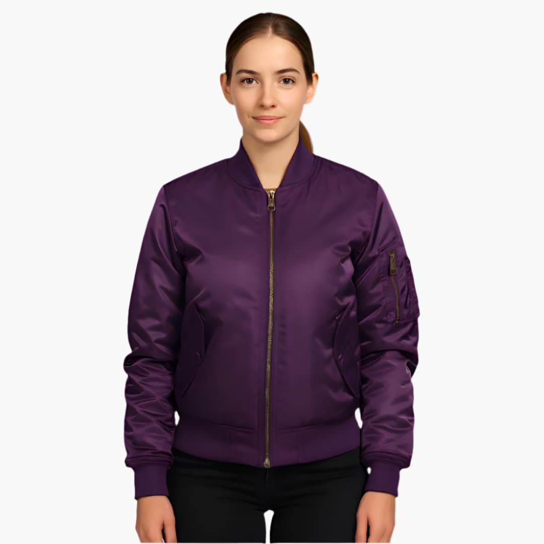 BerlinGlamour | Dames bomberjack met rits en geribbelde zoom 3