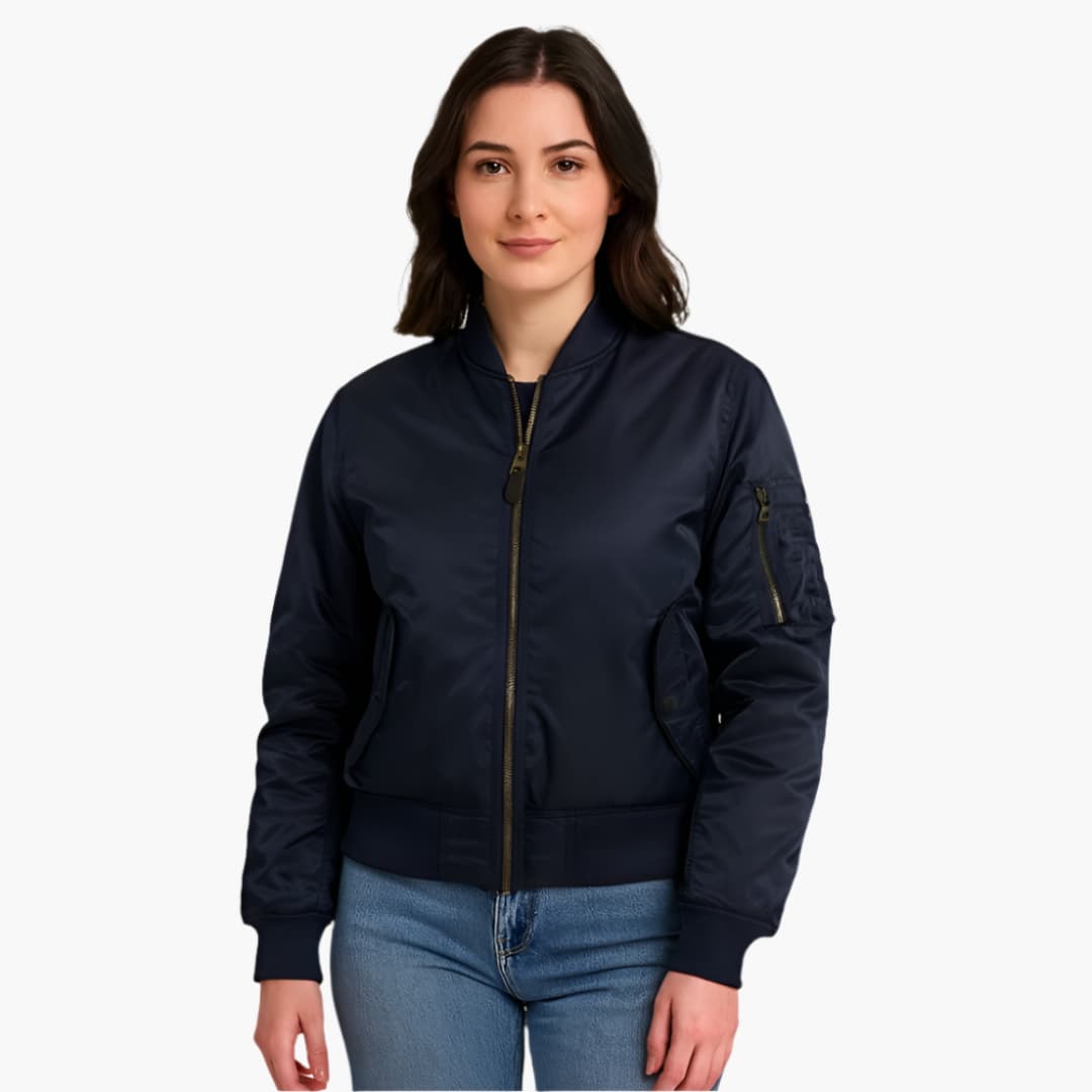 BerlinGlamour | Dames bomberjack met rits en geribbelde zoom 4