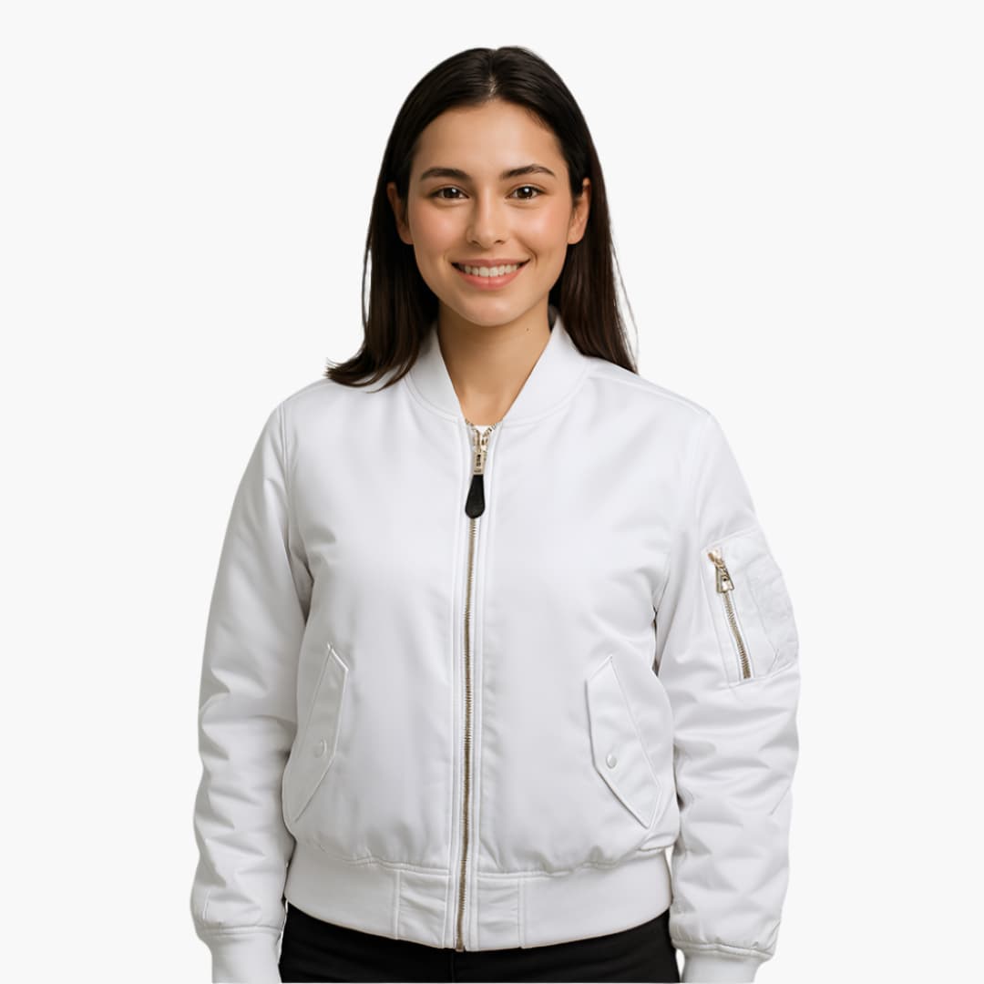 BerlinGlamour | Dames bomberjack met rits en geribbelde zoom 5