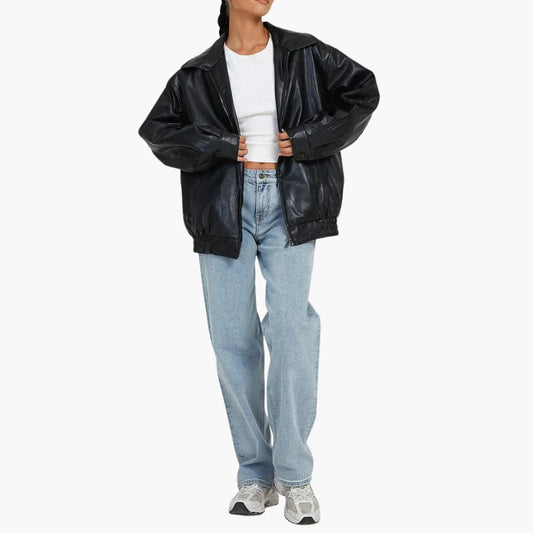 BerlinGlamour | Dames bomberjack met rits en lange mouwen 0