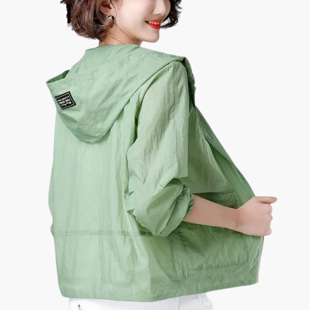 BerlinGlamour | Dames capuchonjack met open voorkant en opgestikte zakken 1