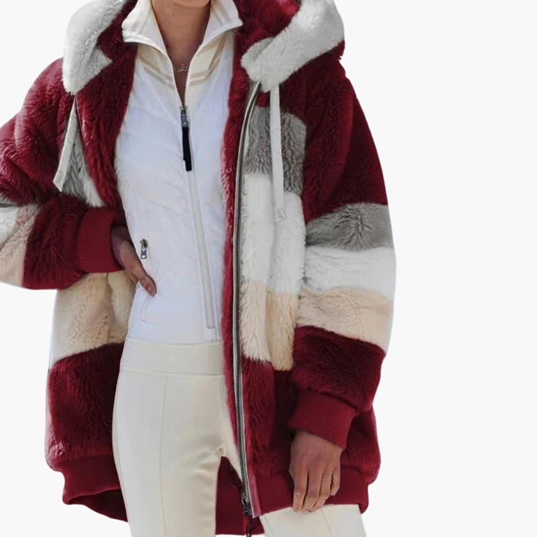 BerlinGlamour | Dames capuchonjack met rits en strepenpatroon 7