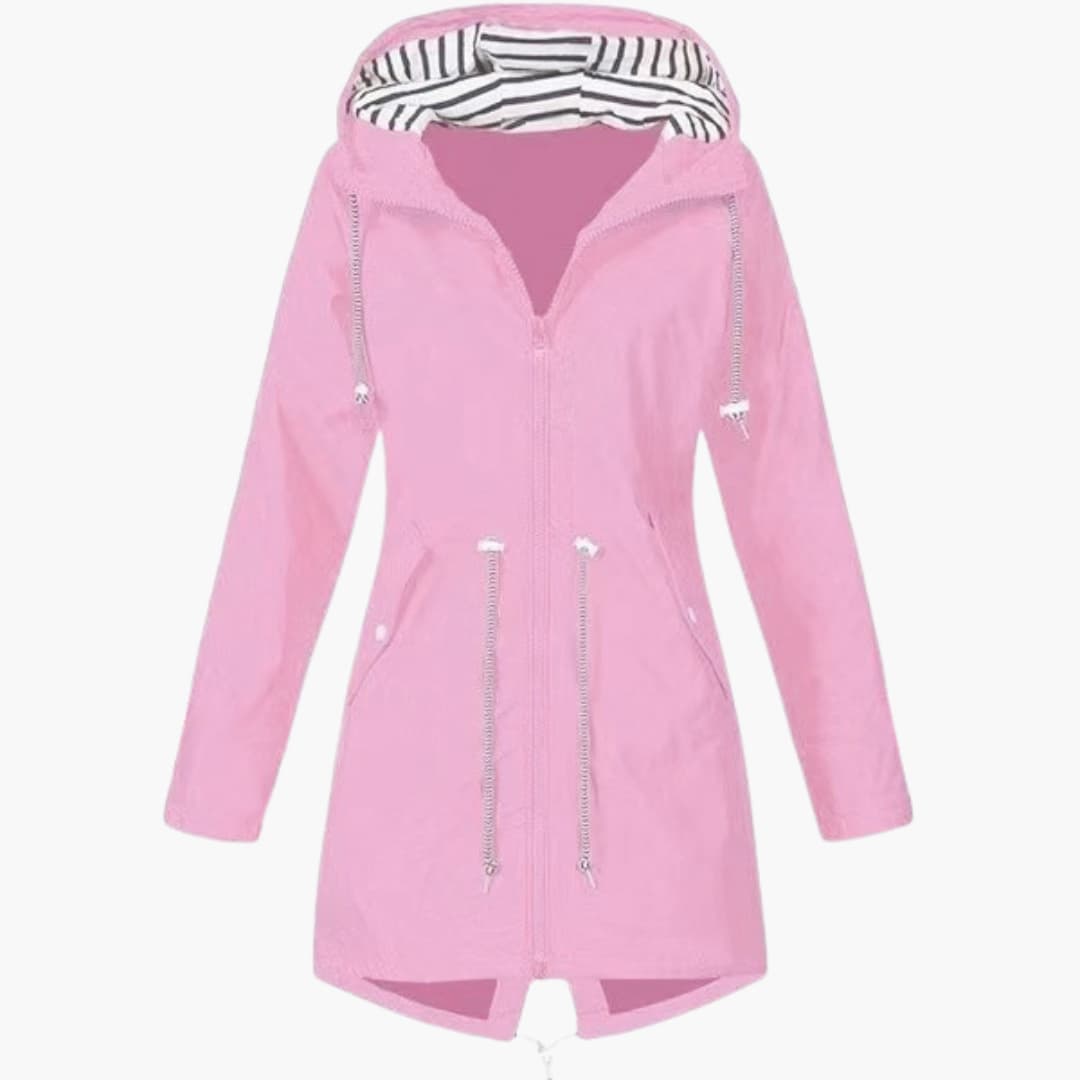 BerlinGlamour | Dames capuchonjack met rits en verstelbare taille 4