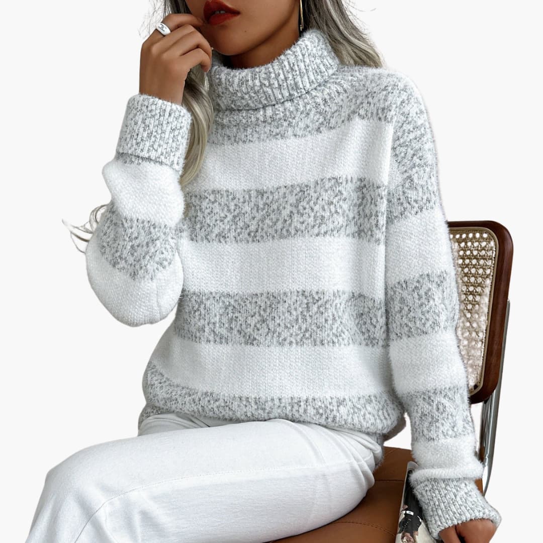 BerlinGlamour | Dames coltrui met gestreept oppervlak 0