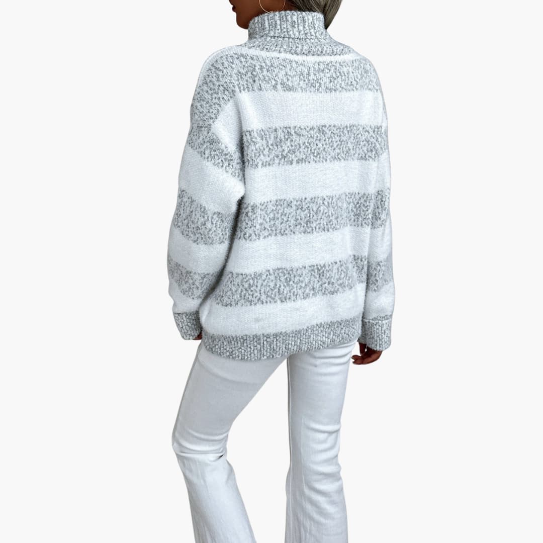 BerlinGlamour | Dames coltrui met gestreept oppervlak 1