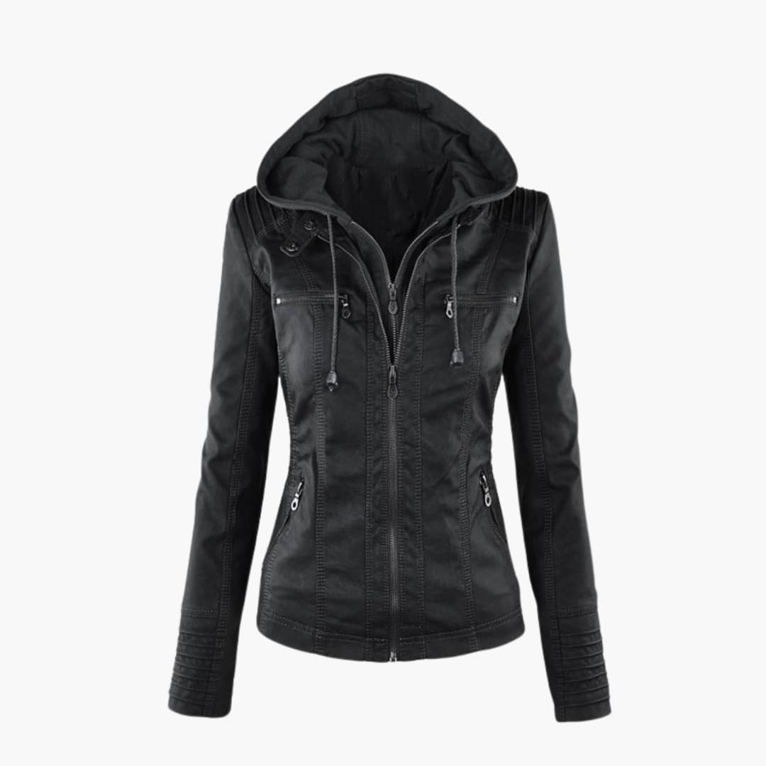 BerlinGlamour | Dames cropped jasje met puntkraag, knoopsluiting aan de voorkant, klepzakken en lange mouwen 2