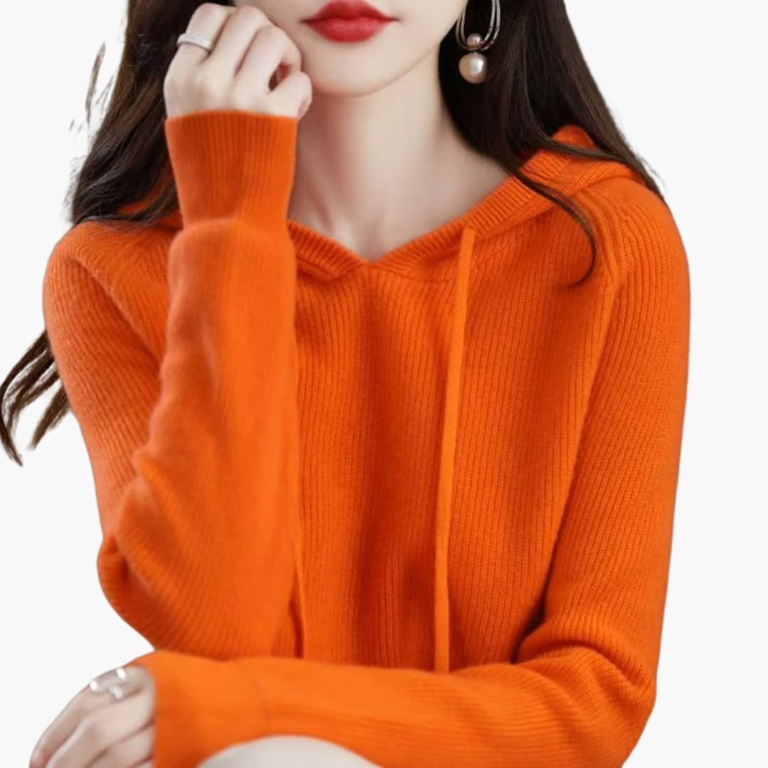 BerlinGlamour | Dames gebreide hoodie met lange mouwen 4