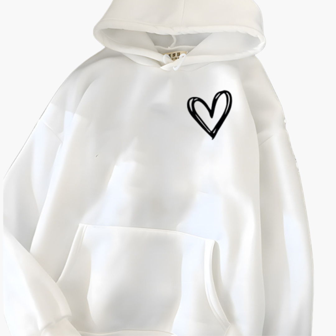 BerlinGlamour | Dames hoodie met capuchon en hartmotief 0