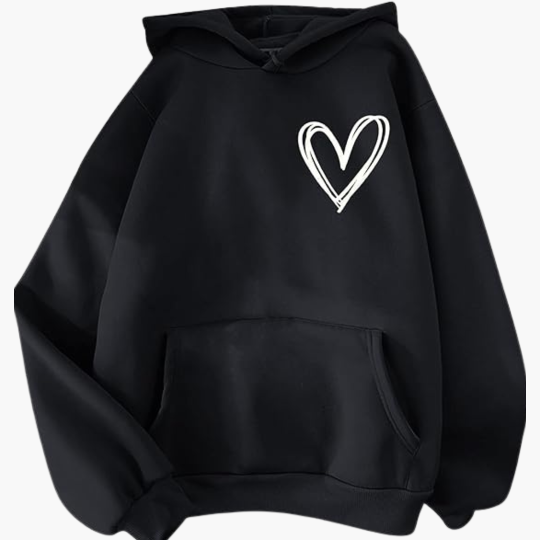 BerlinGlamour | Dames hoodie met capuchon en hartmotief 1