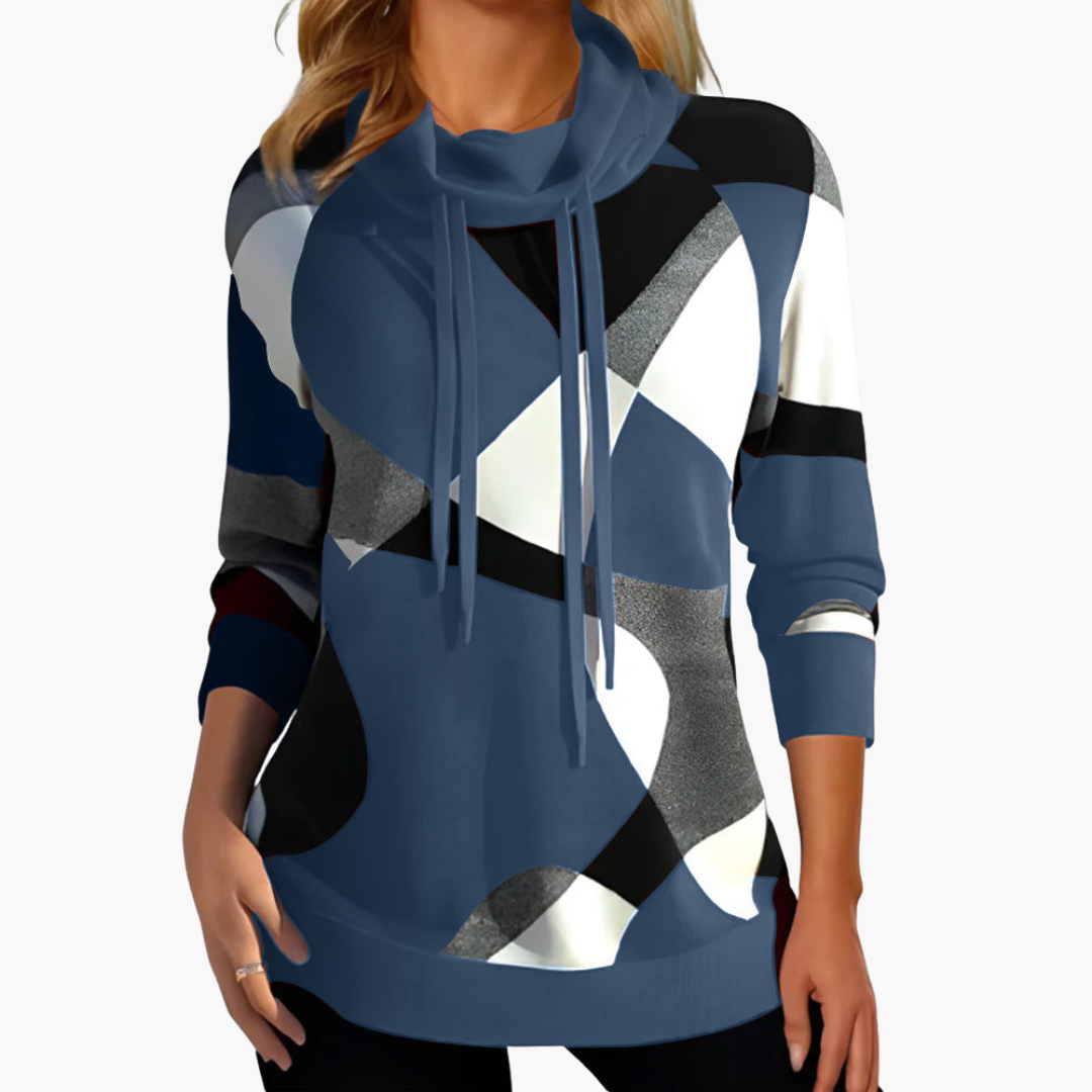 BerlinGlamour | Dames hoodie met geometrisch patroon 1