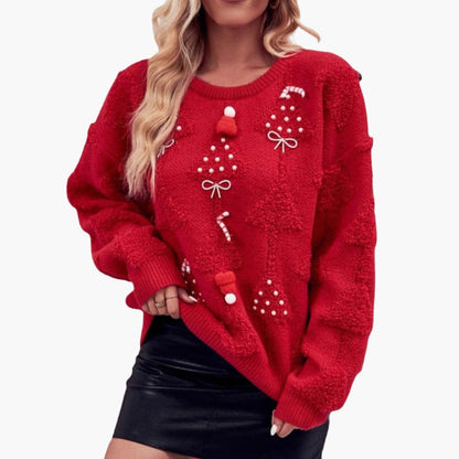 BerlinGlamour | Dames kersttrui met 3D details 0