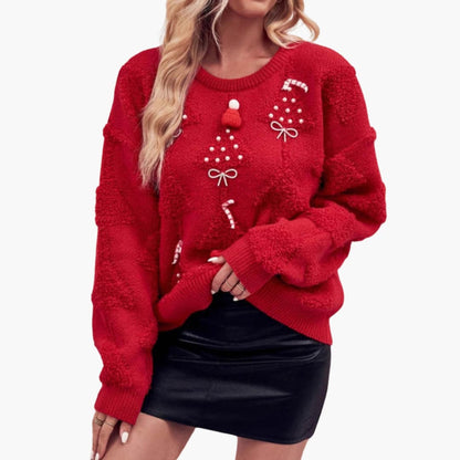 BerlinGlamour | Dames kersttrui met 3D details 2