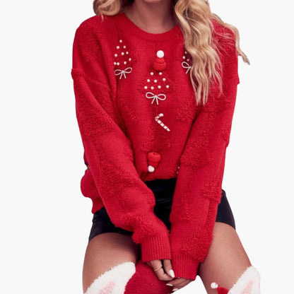 BerlinGlamour | Dames kersttrui met 3D details 5