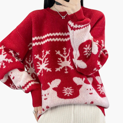 BerlinGlamour | Dames kersttrui met breipatroon en ronde hals 4