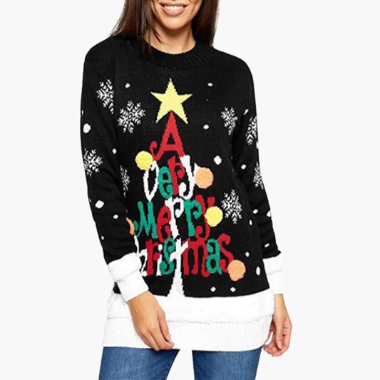 BerlinGlamour | Dames kersttrui met feestelijk design en groot motief 0