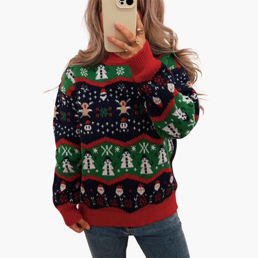 BerlinGlamour | Dames kersttrui met feestelijk patroon 0