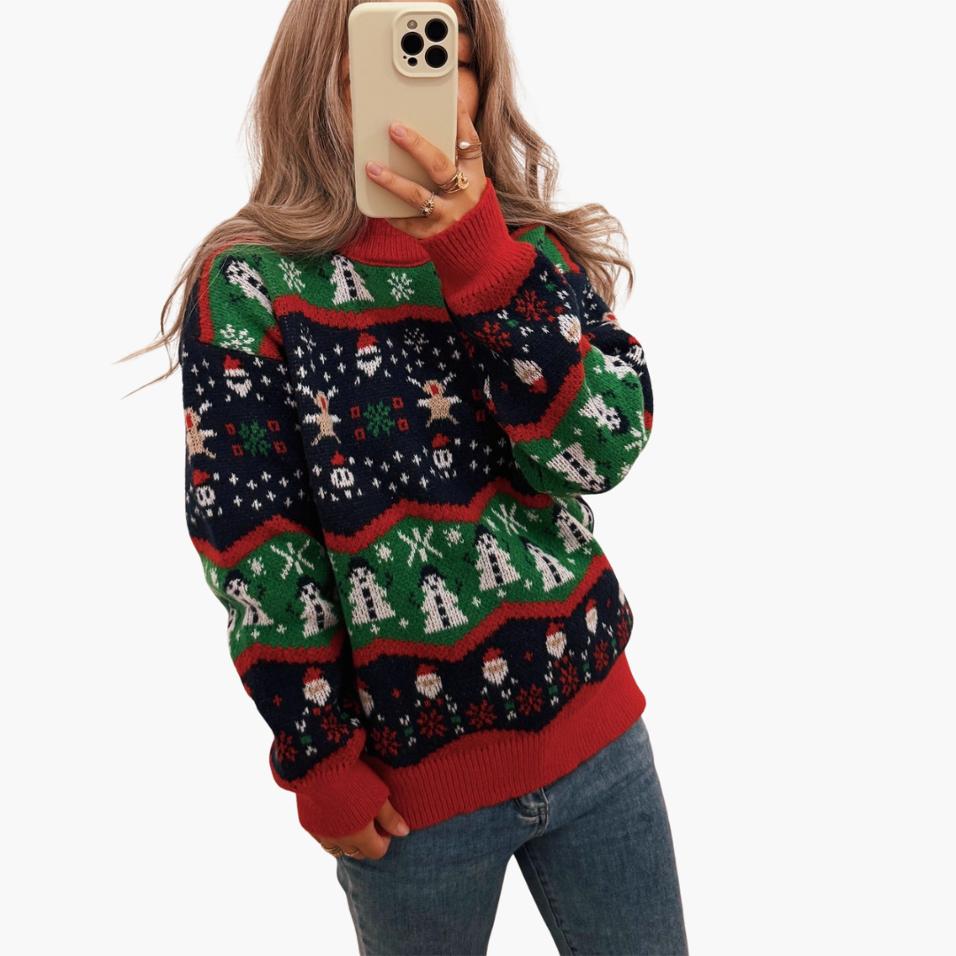 BerlinGlamour | Dames kersttrui met feestelijk patroon 1