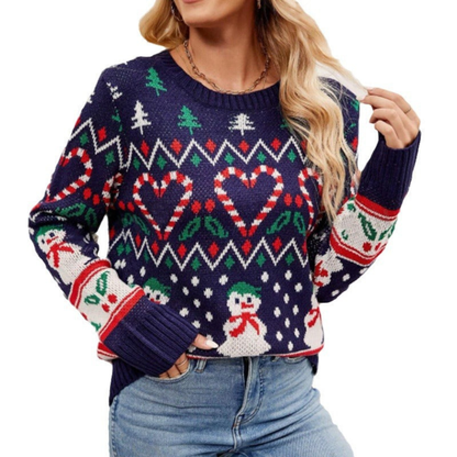 BerlinGlamour | Dames kersttrui met hart- en kerstboommotief 0