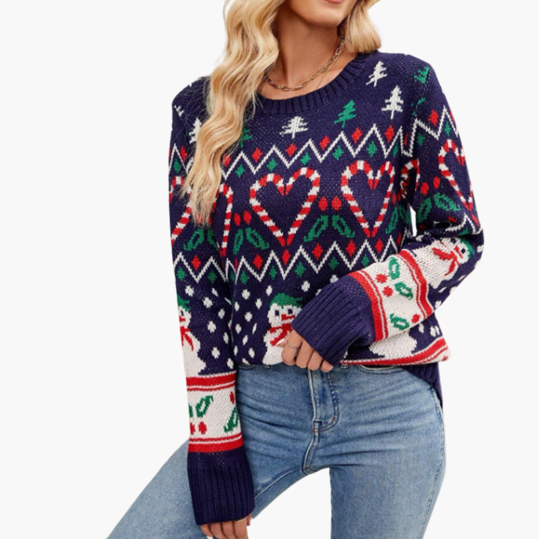 BerlinGlamour | Dames kersttrui met hart- en kerstboommotief 3