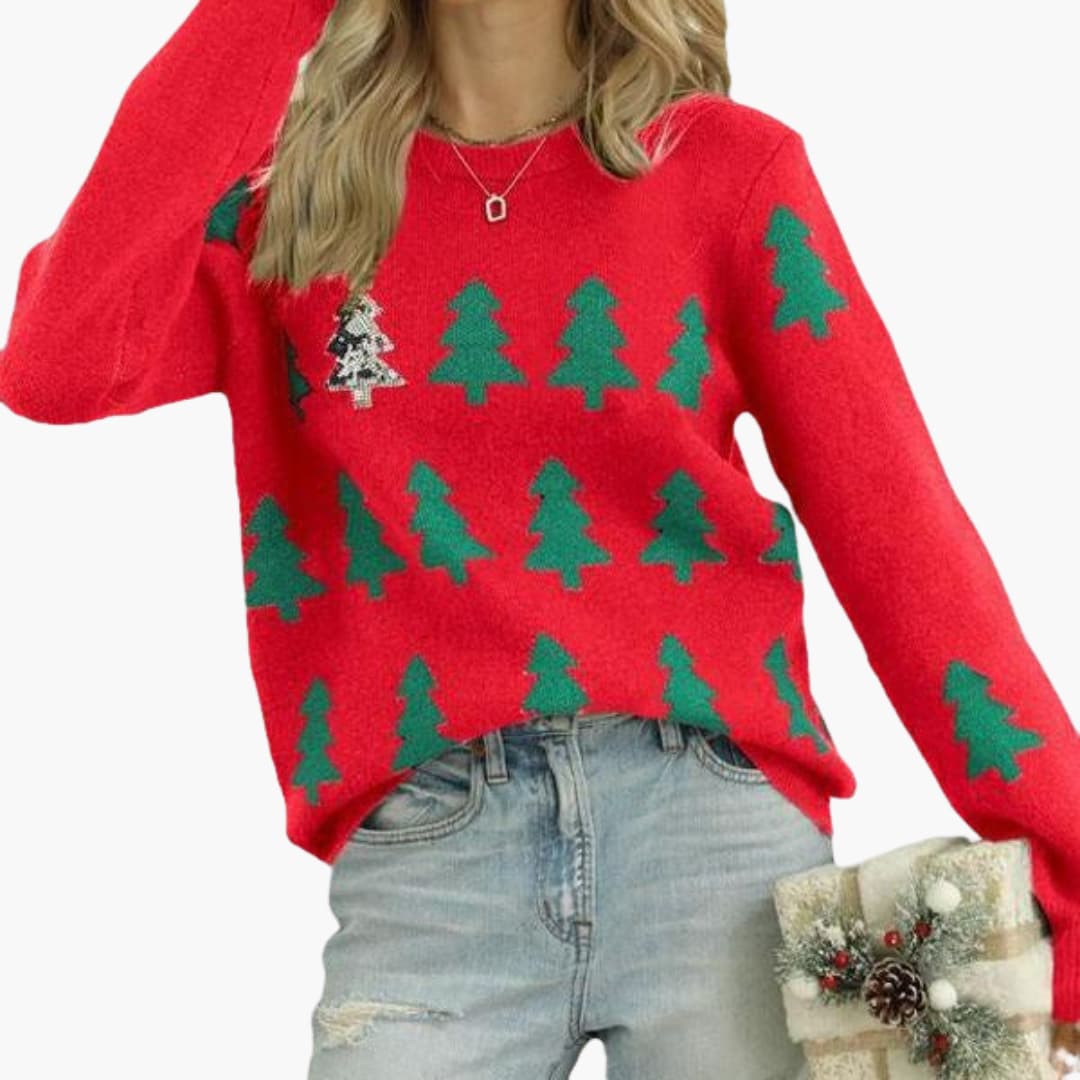 BerlinGlamour | Dames kersttrui met kerstboommotief 4