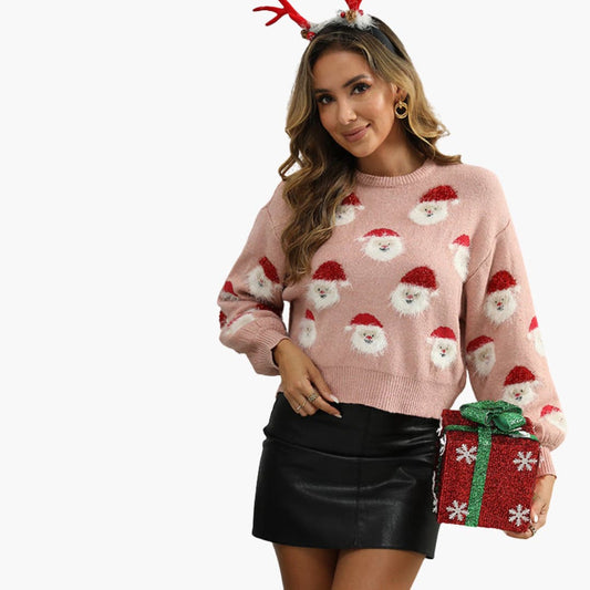 BerlinGlamour | Dames kersttrui met kerstmanmotief 0