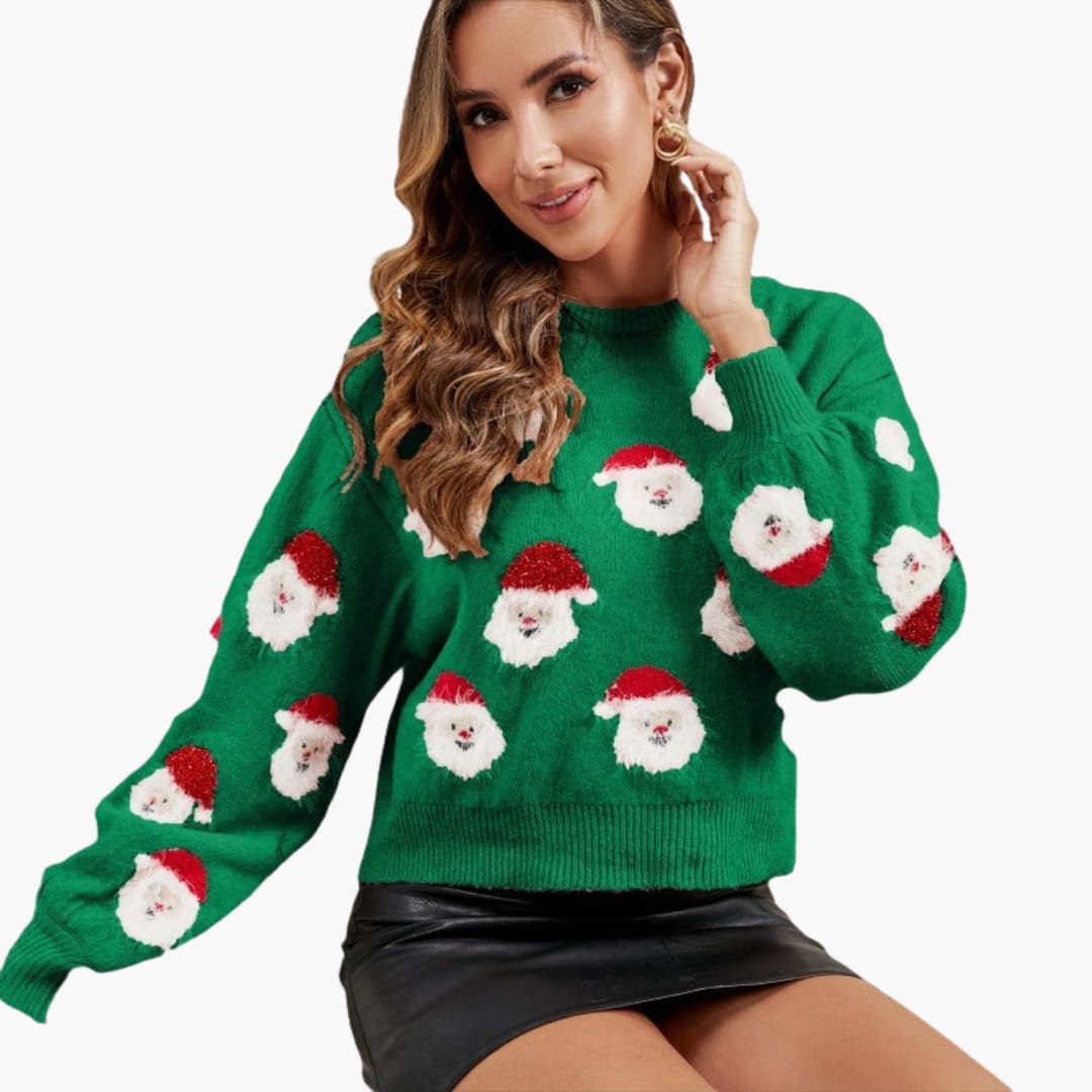 BerlinGlamour | Dames kersttrui met kerstmanmotief 2