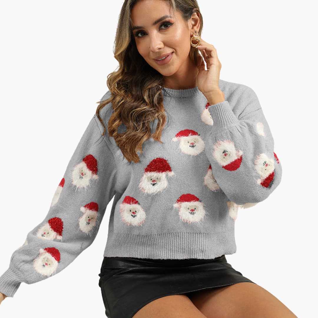 BerlinGlamour | Dames kersttrui met kerstmanmotief 4