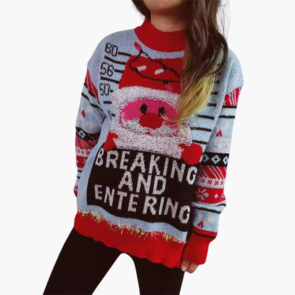 BerlinGlamour | Dames kersttrui met kerstmanmotief en opvallende letters 1