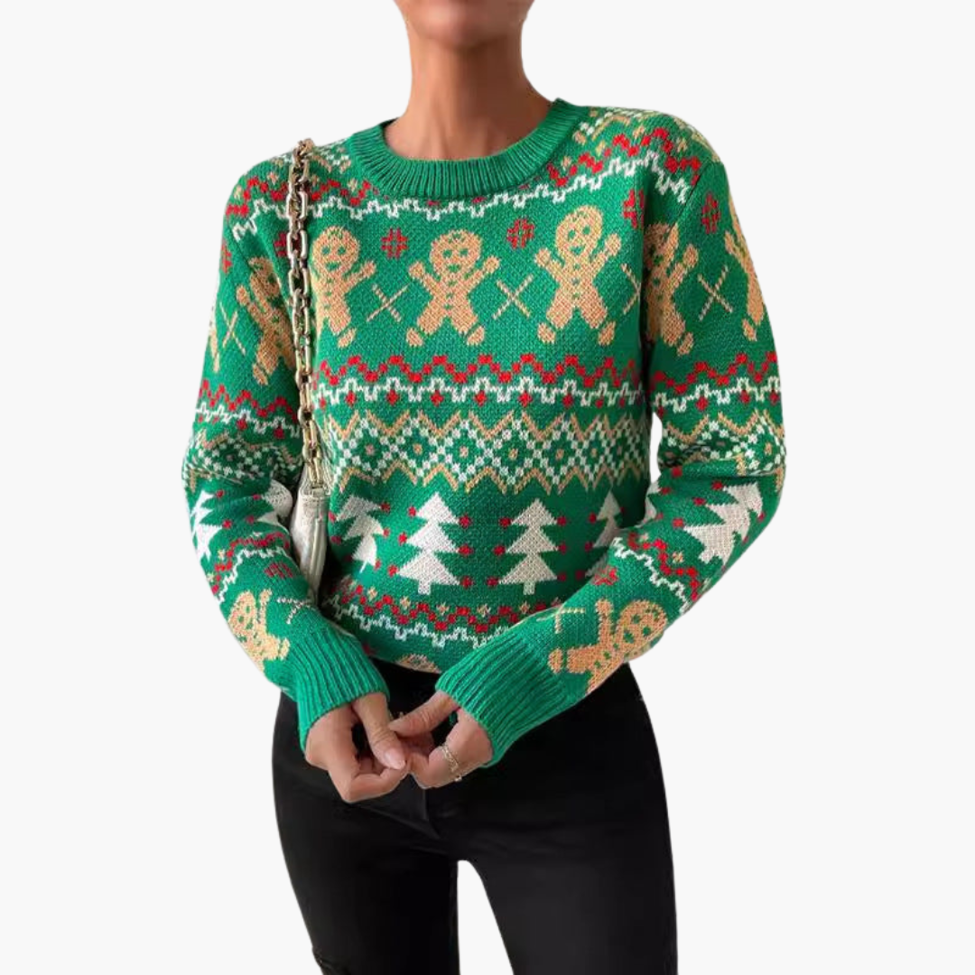 BerlinGlamour | Dames kersttrui met peperkoekmotief 0