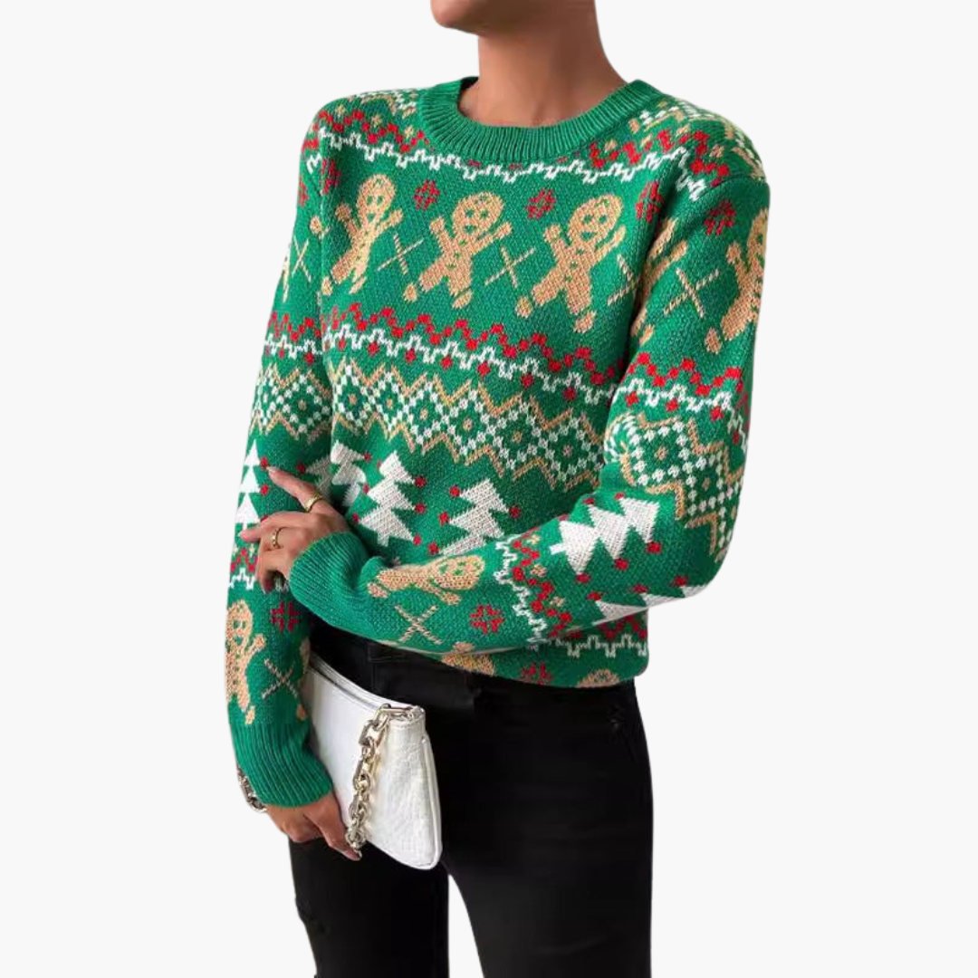 BerlinGlamour | Dames kersttrui met peperkoekmotief 1