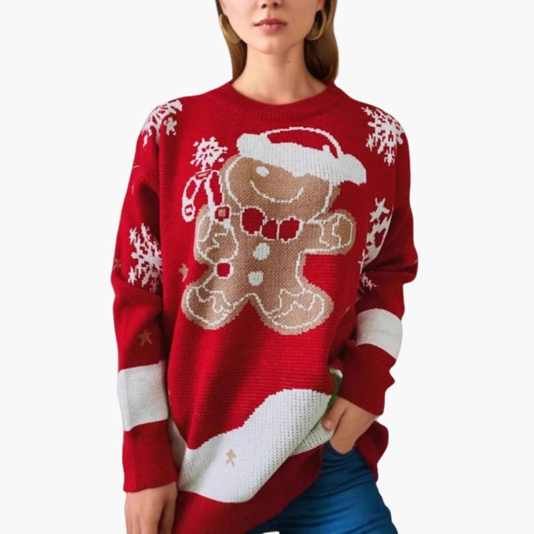 BerlinGlamour | Dames kersttrui met peperkoekmotief 1