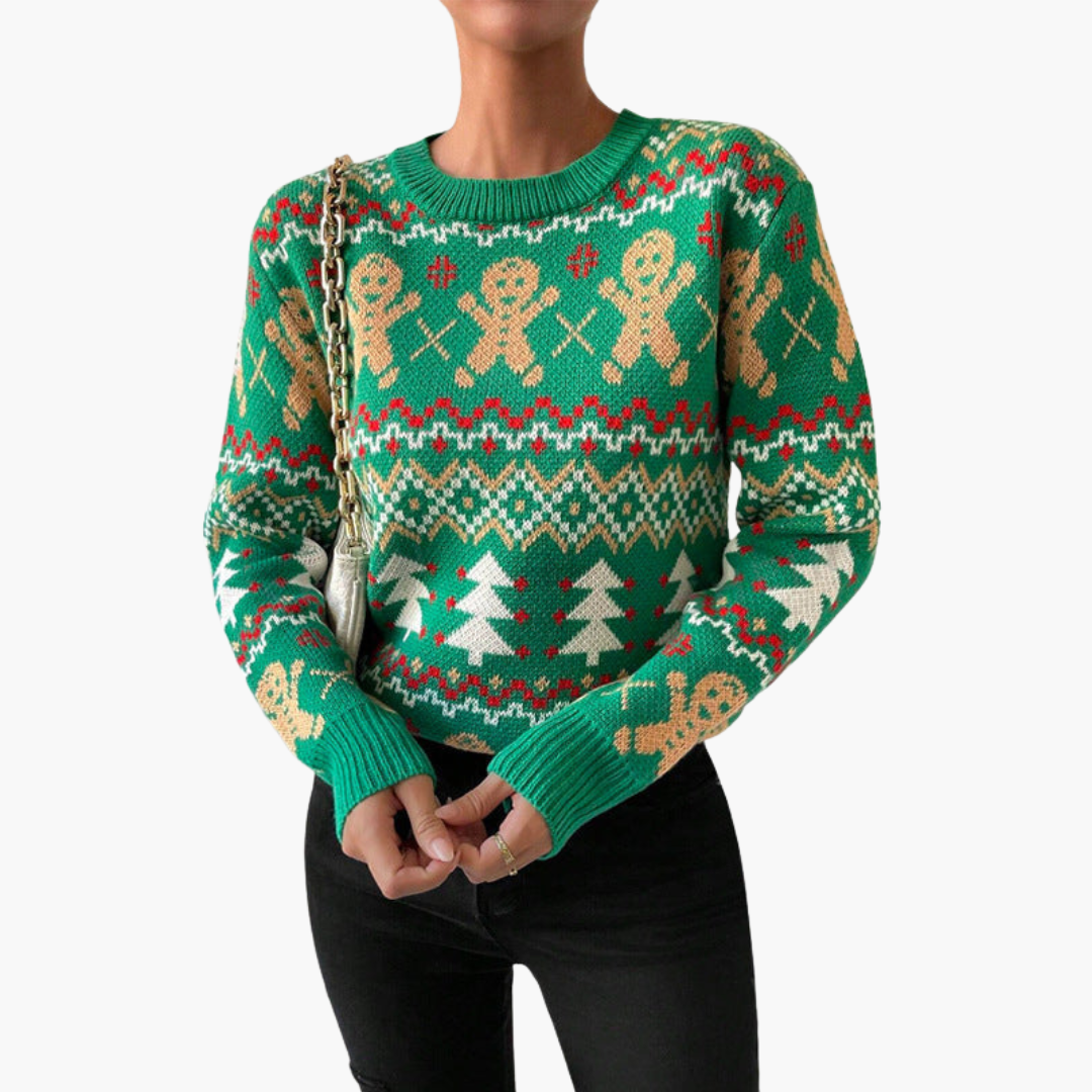 BerlinGlamour | Dames kersttrui met peperkoekmotief 2