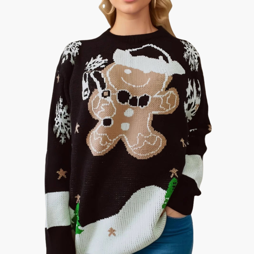 BerlinGlamour | Dames kersttrui met peperkoekmotief 5