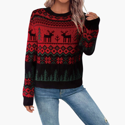 BerlinGlamour | Dames kersttrui met rendier- en boommotief 5