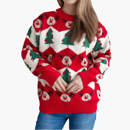 BerlinGlamour | Dames kersttrui met rendier- en kerstboommotief 0