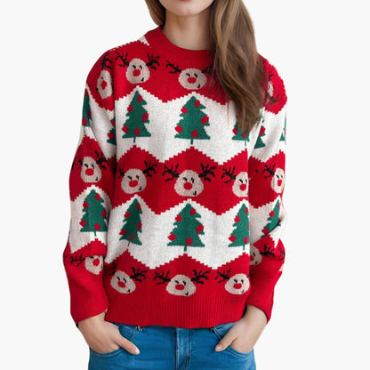 BerlinGlamour | Dames kersttrui met rendier- en kerstboommotief 2