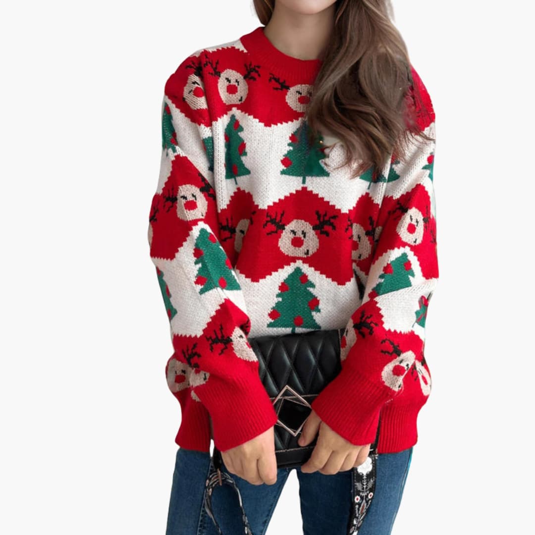 BerlinGlamour | Dames kersttrui met rendier- en kerstboommotief 3