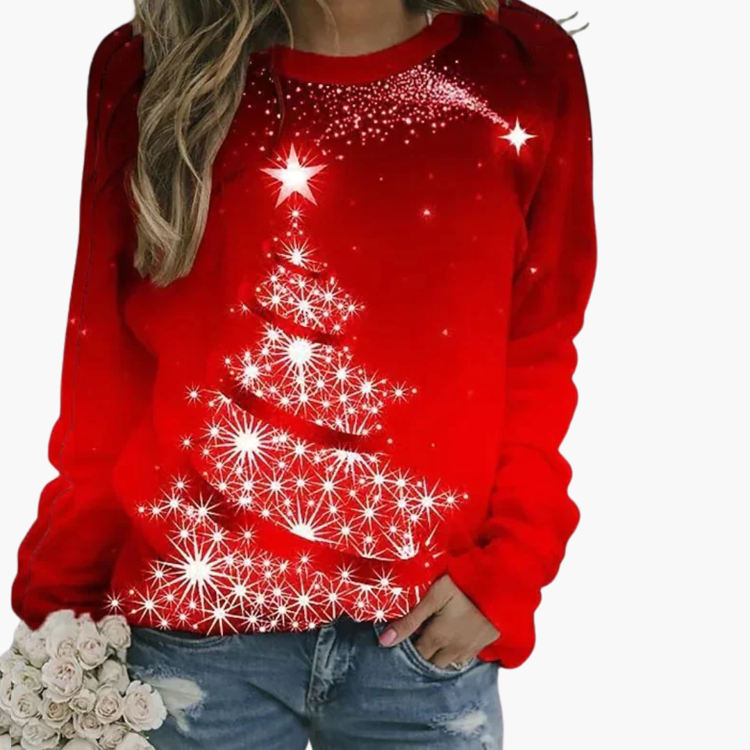 BerlinGlamour | Dames kersttrui met rendier- en sneeuwpopprint 2