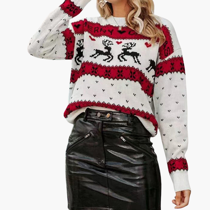 BerlinGlamour | Dames kersttrui met rendier- en sneeuwvlokpatroon 2