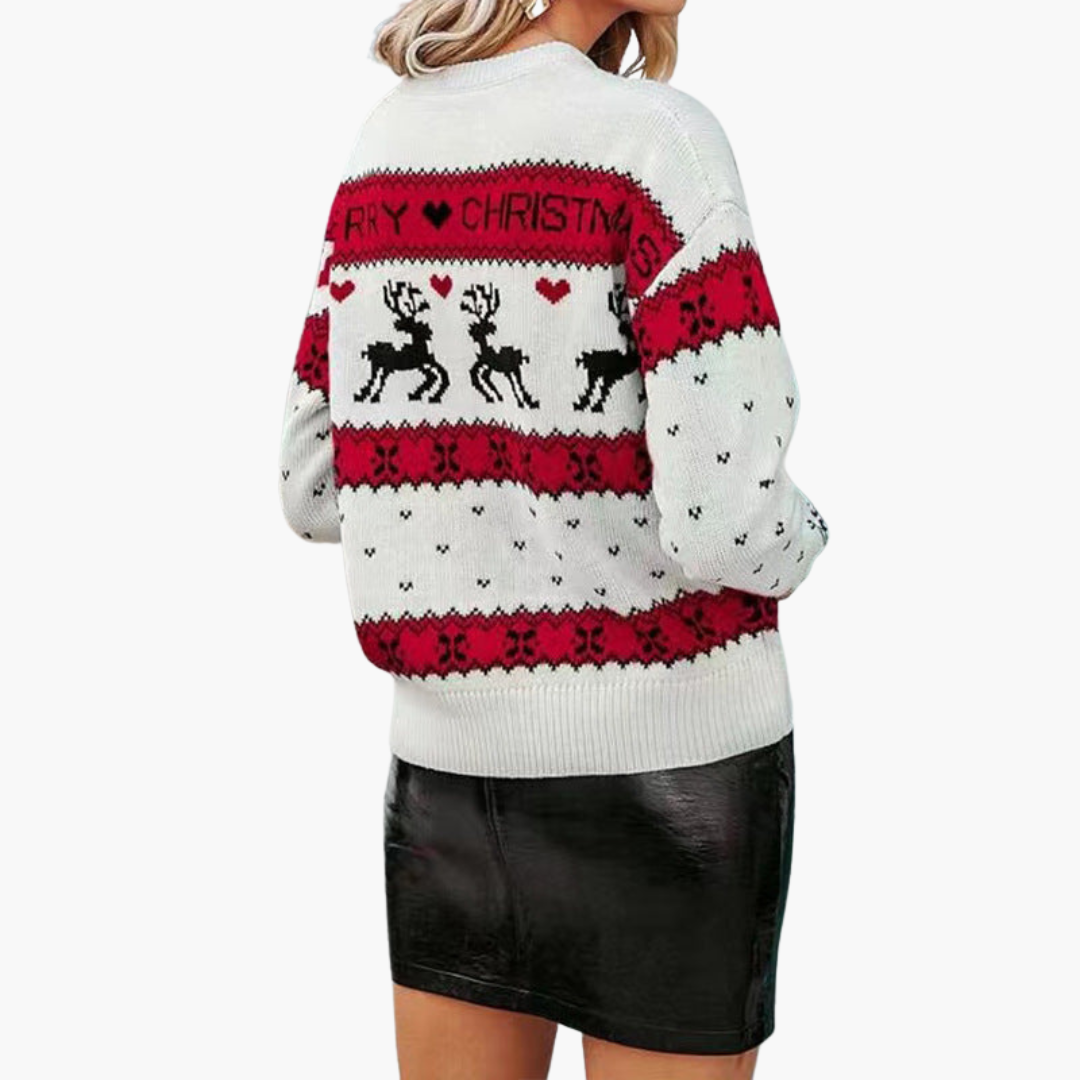 BerlinGlamour | Dames kersttrui met rendier- en sneeuwvlokpatroon 3