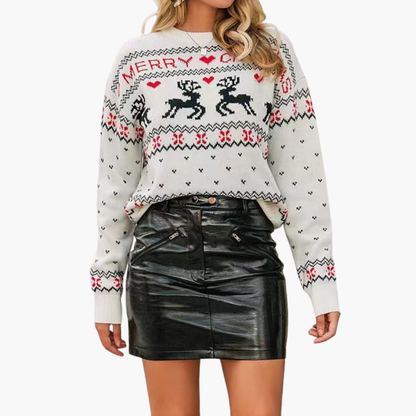 BerlinGlamour | Dames kersttrui met rendier- en sneeuwvlokpatroon 4