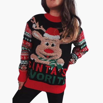 BerlinGlamour | Dames kersttrui met rendier en favoriet van de Kerstman 1