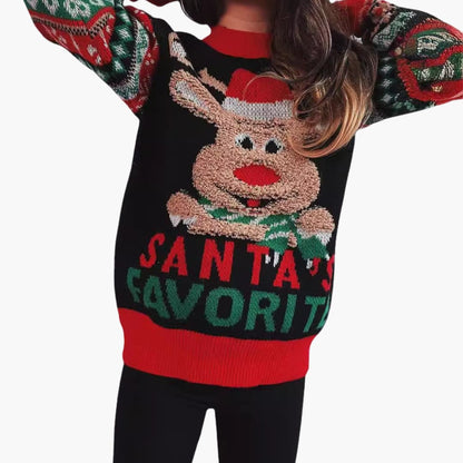 BerlinGlamour | Dames kersttrui met rendier en favoriet van de Kerstman 4