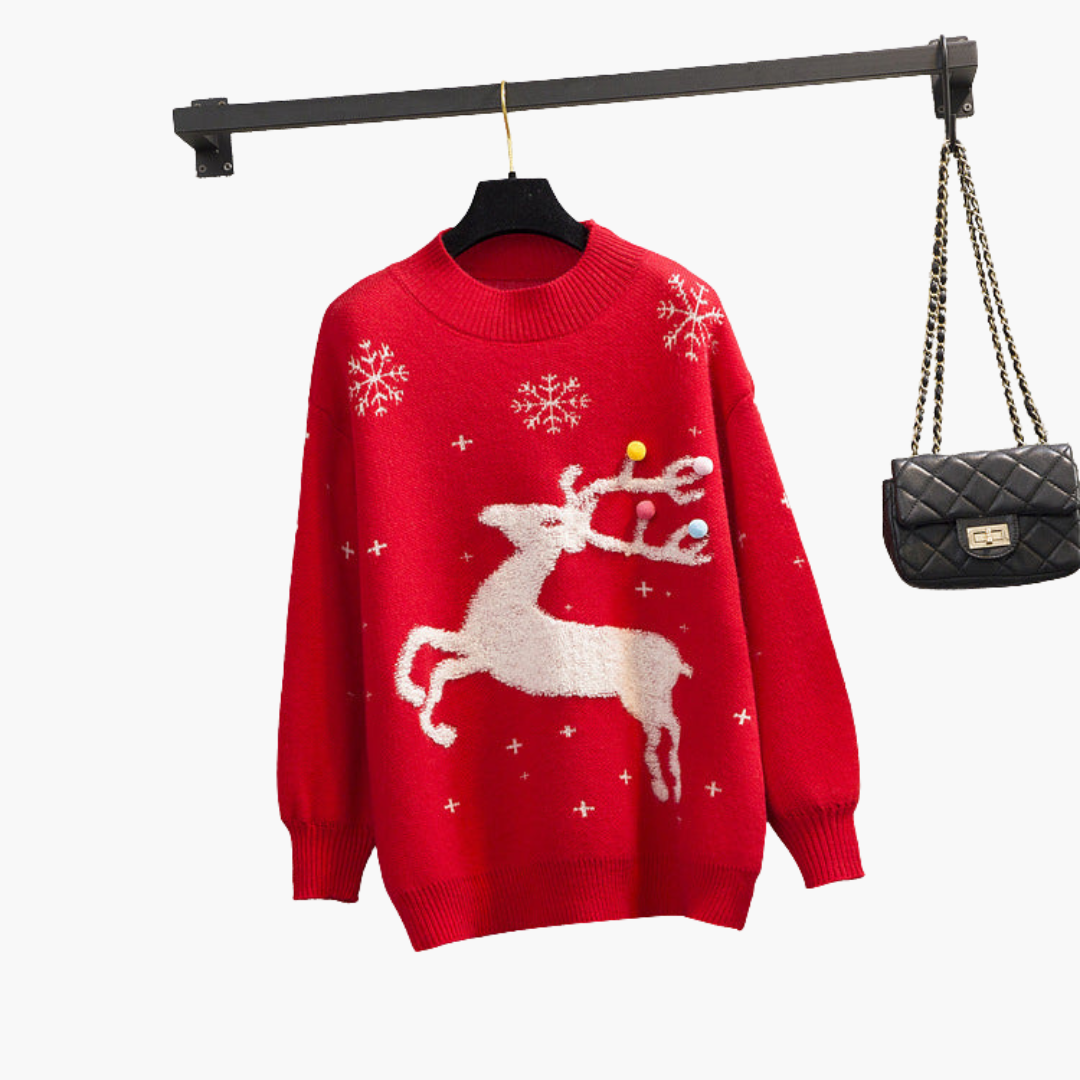 BerlinGlamour | Dames kersttrui met rendiermotief 0
